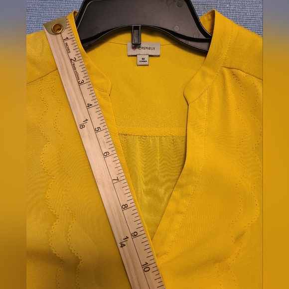 Cremieux Yellow Short Sleeve Bliuse Size Medium - Picture 7 of 11